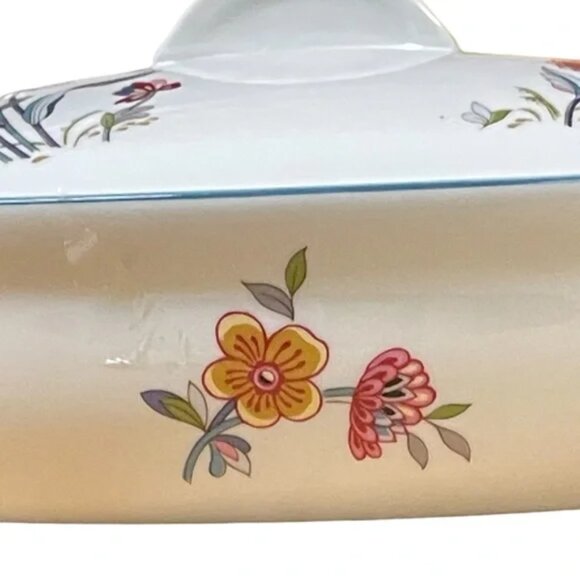 Vtg JARDIN by Andrea au gratin COVERED CASSEROLE oven to table floral butterfly - Picture 7 of 16